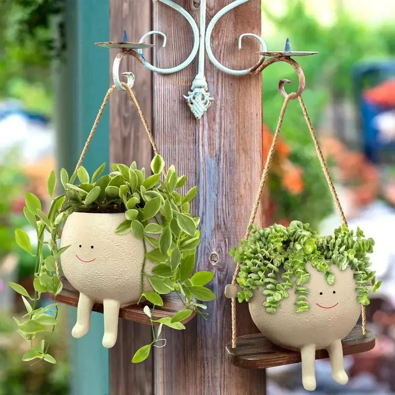 Creative Resin Plant Hanger Baskets Pendants Swing Face Wall Hanging  Planter Decor for Balcony Succulent Flower Pots Balcony| Alibaba.com