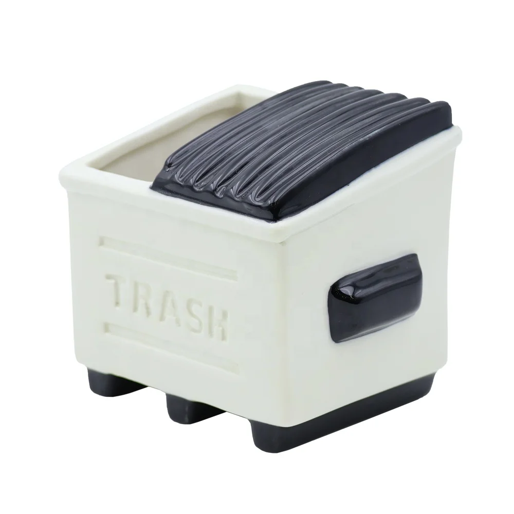 OEM ODM Bulk Order Unique Barware Porcelain Trash Dustbin Shaped Beverages Cocktail Glasses Cups Ceramic Dumpster Fire Tiki Mug