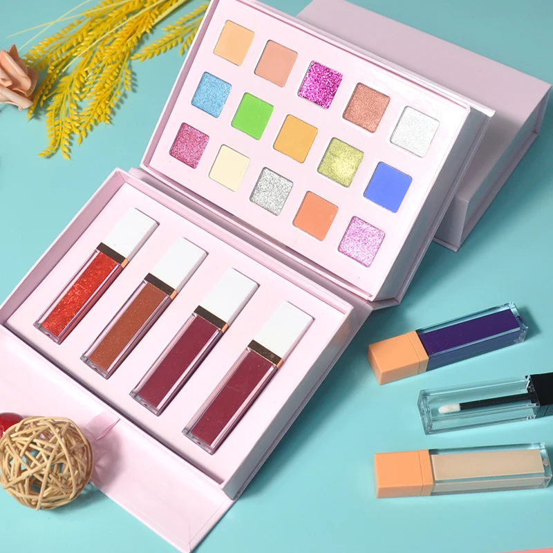 Wholesale Factory Price 15 Colors Eye shadow Blush Lip gloss  Makeup Sets Palette Box With lip gloss Cosmetic Set 