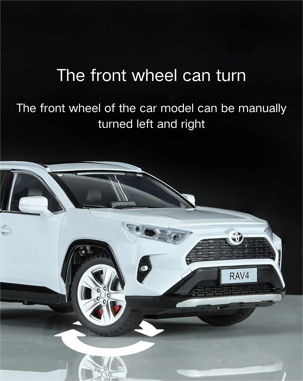 PANDAS 1/24 Scale Diecast Toyota RAV4 Car Model Pullback Door Open Sound & Light Decoration Alloy Collection Car Toys