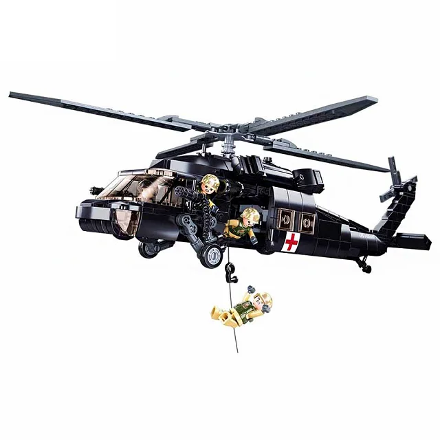 Sluban Building Block Toys Morden Military B1012 UH-60 Black Hawk Combat Helicopter  692PCS Bricks Compatible With Leading Brand