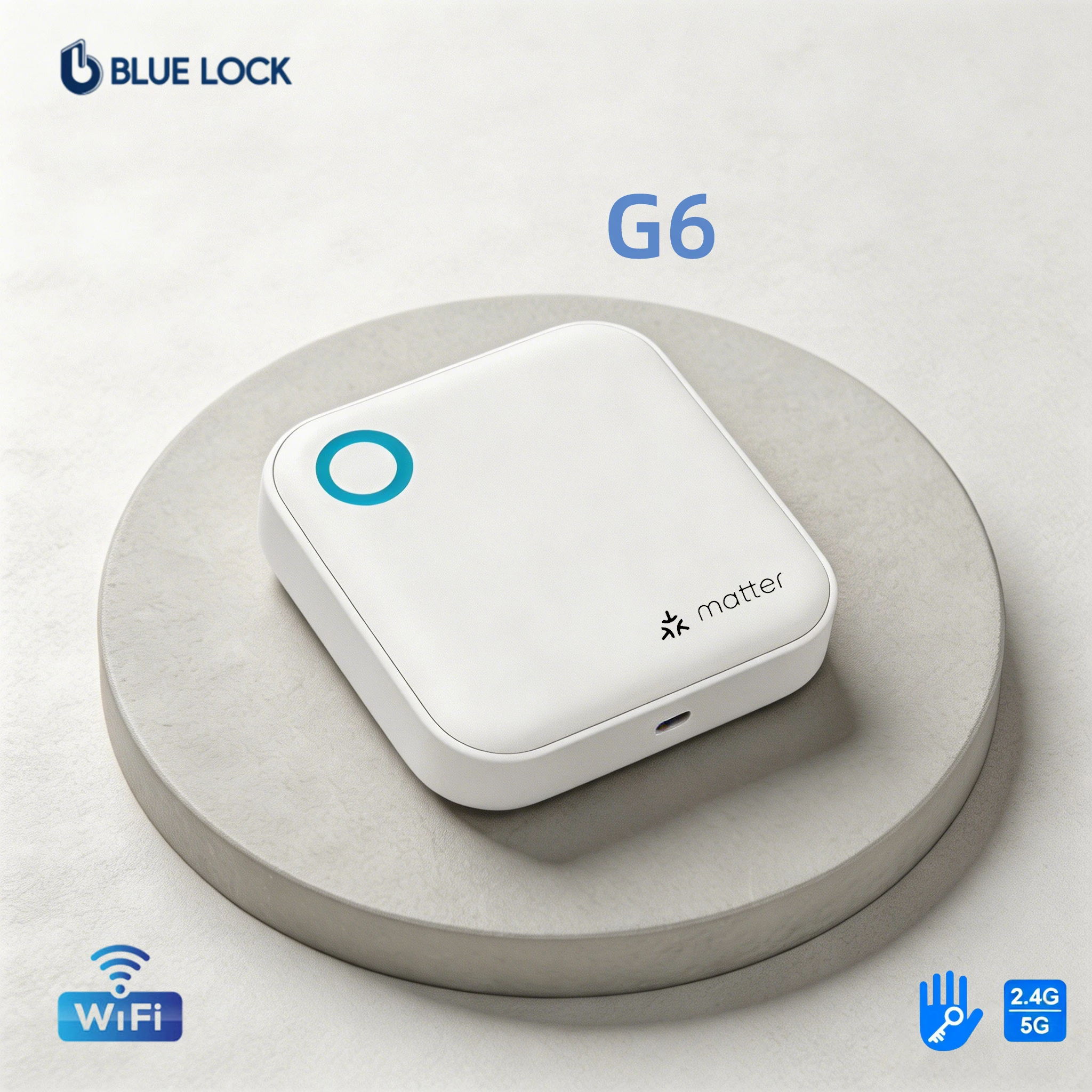 Bluelock TTLock Smart Matter G6 Gateway Model with WiFi ABS Plastic Cloud Storage Home Security for Google Home Alex