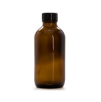 4 oz Dark Amber Boston Round Glass Bottle with Bakelite Screw Cap and Stopper