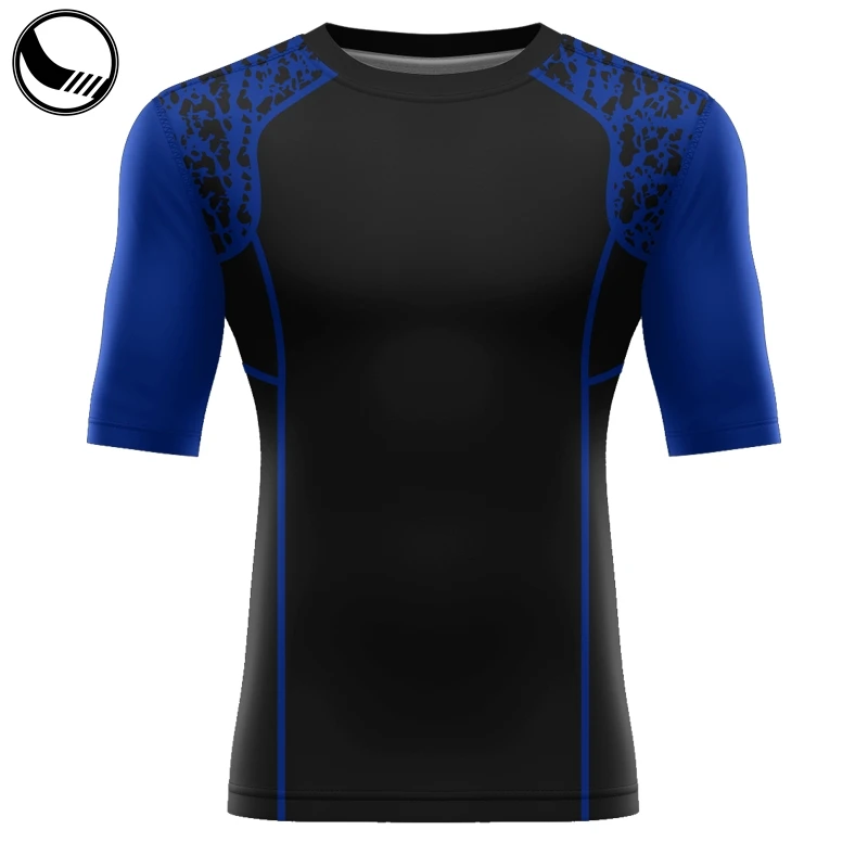 Unisex Custom Printed Rash Guard with Short Sleeve Quick Dry Spandex/Nylon Material