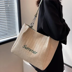Custom Logo Large Gentle Female Gift Cotton Canvas weaveOne-Shoulder Tote Bag Handbags women's large capacity tote bag