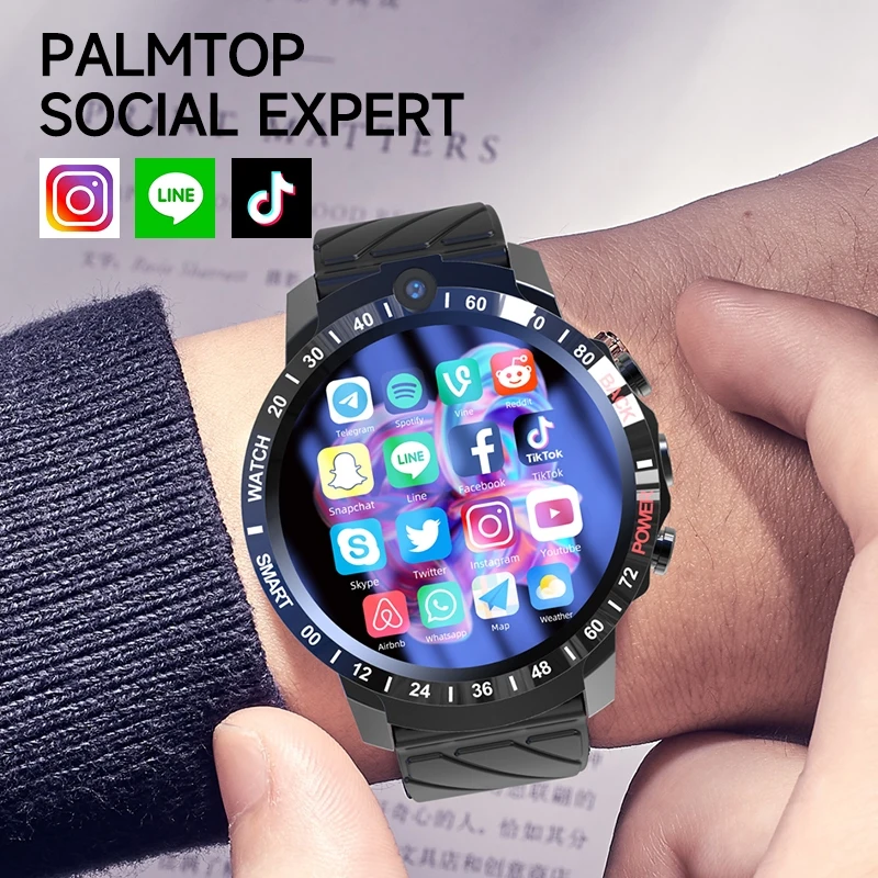 1800mAh Million Pixels Dual Camera Inch 400*400 HD Round Screen SIM  4G Full Netcom Call 4+128GB Android Phone Smart Watch