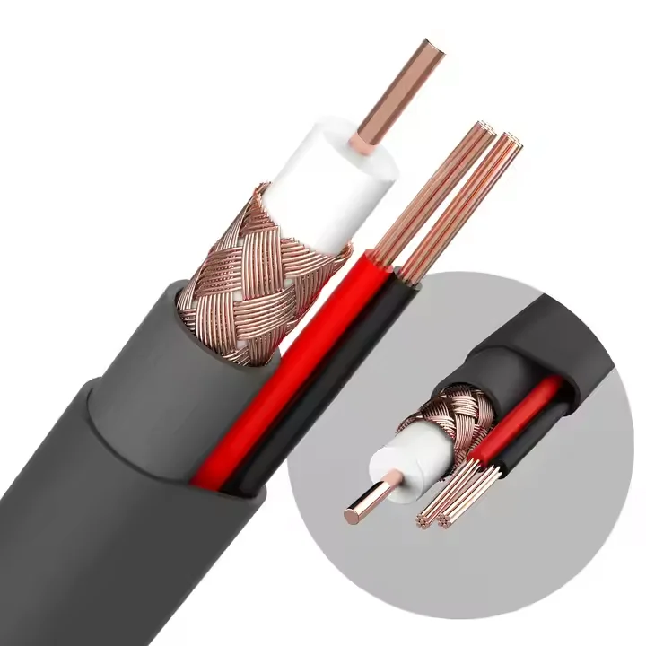 كابل Coaxial RF RG6+2C مدمج مع كابل الطاقة لأغراض المراقبة الشاملة