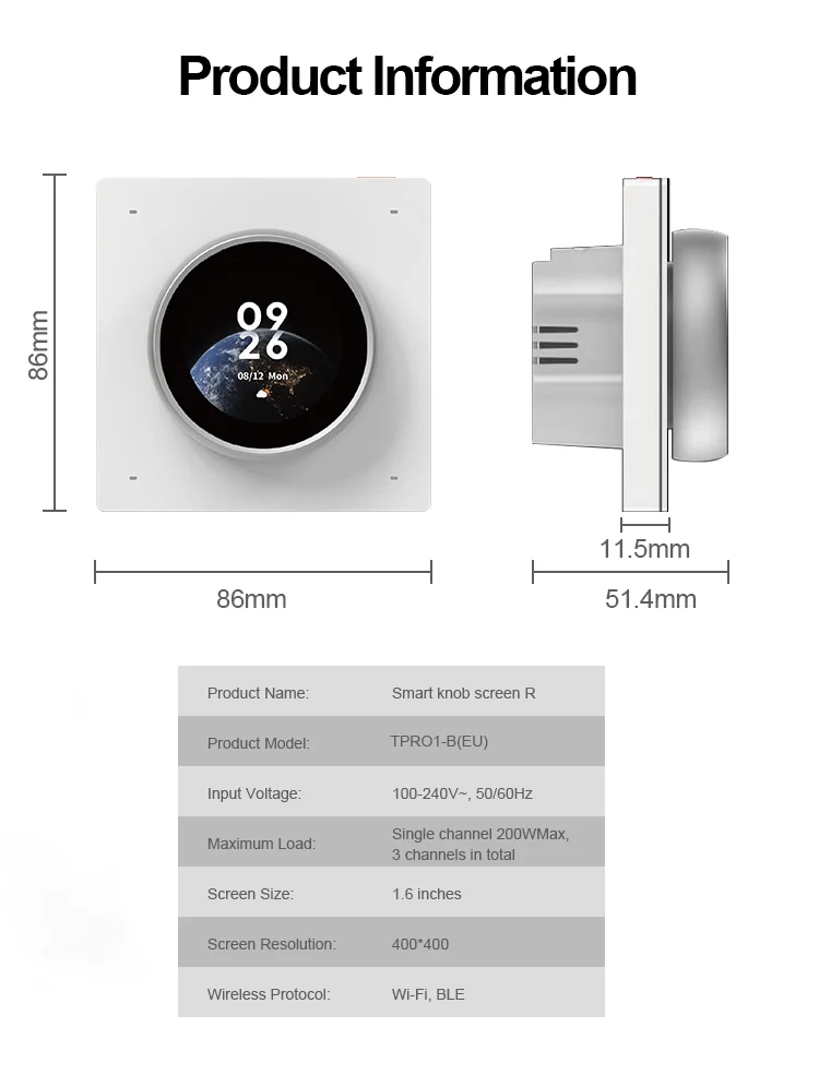 Tuya Tpr01 Smart Wall Switch - Voice Control, Custom Scenes, Wi-Fi ...