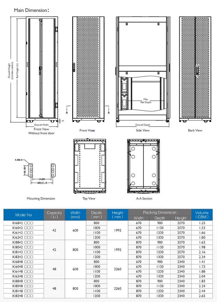 42u Open Frame Server Rack Cabinet Outdoor Computer Gpu Server Rack ...