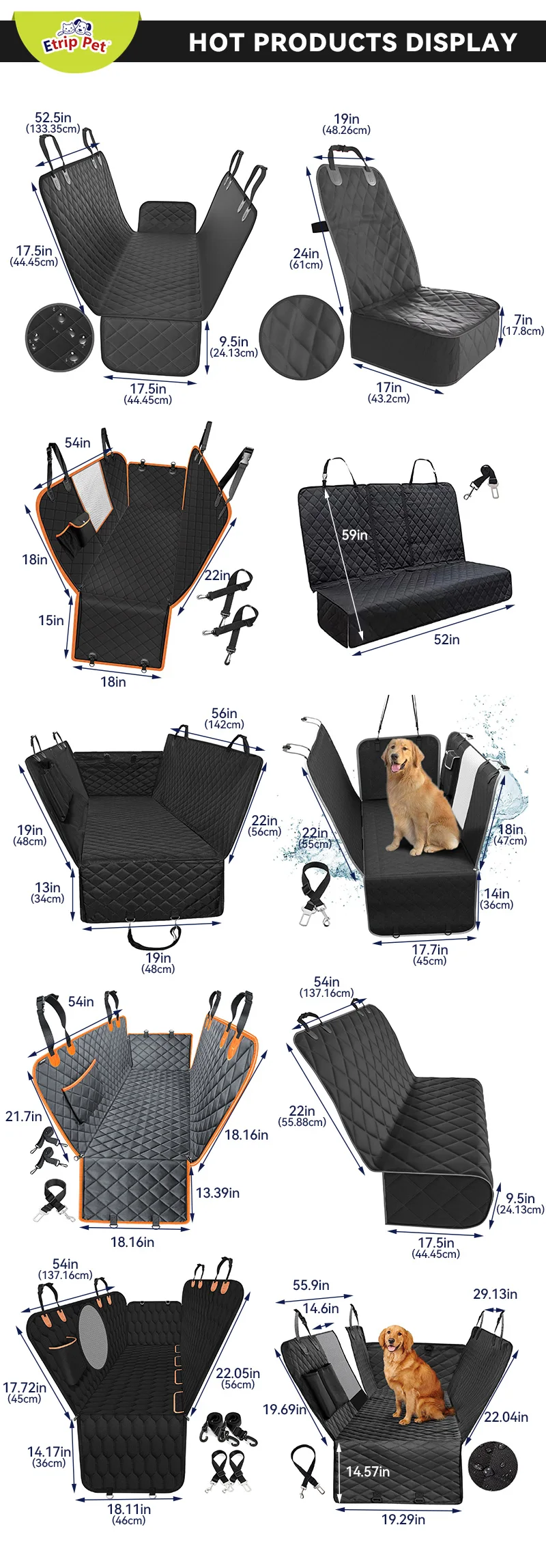 Wholesale scratchproof 600d oxford safety waterproof pet dog hammock car seat cover for dog factory