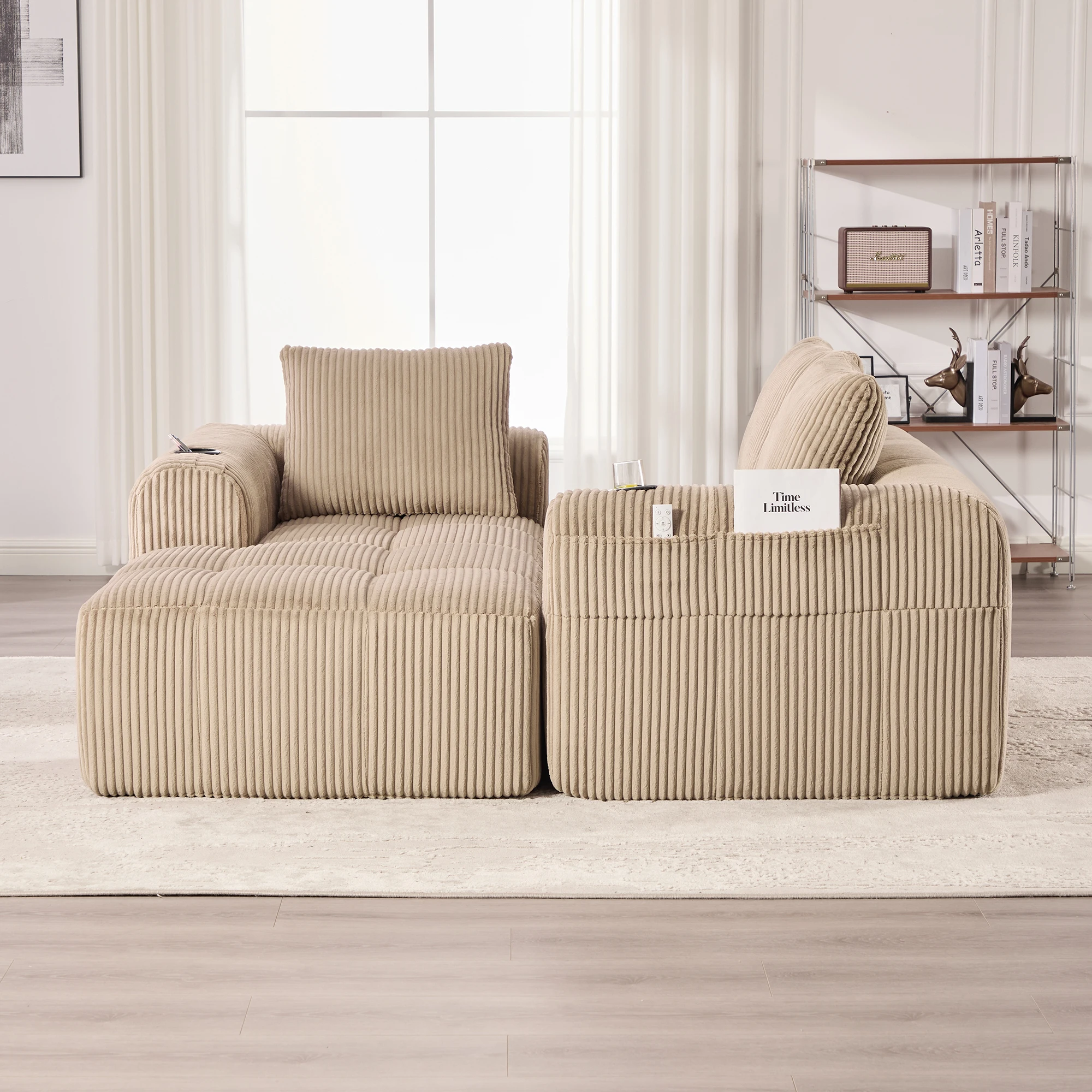 Sofa rétro velours vue 3
