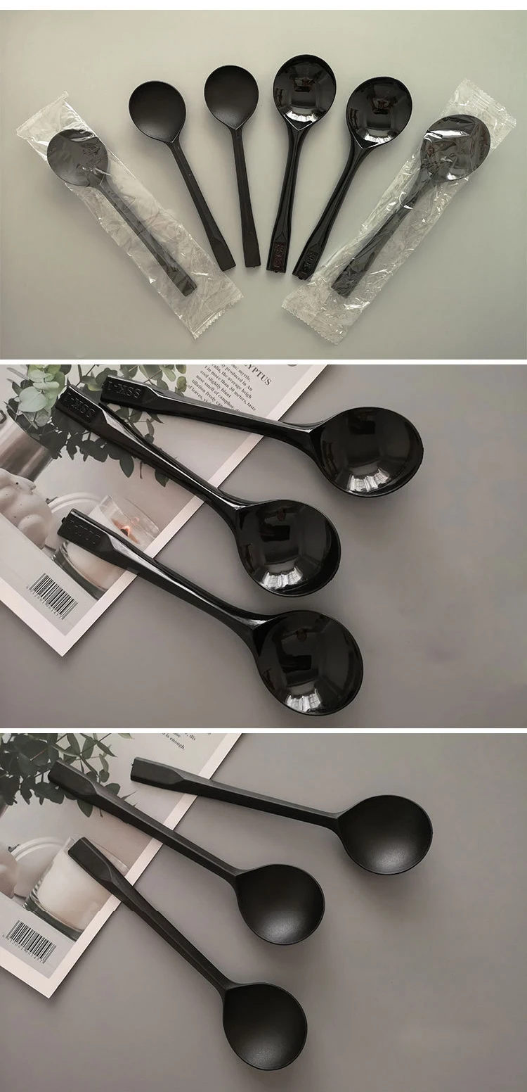 Food Grade Disposable Plastic Round Dessert Ice Cream Spoon