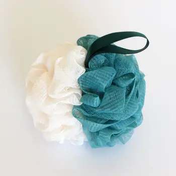 FRCOLOR 4er Set Duschschwämme – Luffa-Badekugeln Mit Aufhängeschnur, 18x14 Cm – Für Sanftes Peeling & Schaumerzeugung