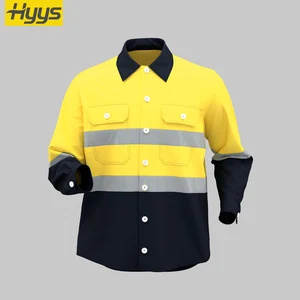Hi Visibility Workwear Shirts Pure Cotton Work Jacket Shirt 260g Custom