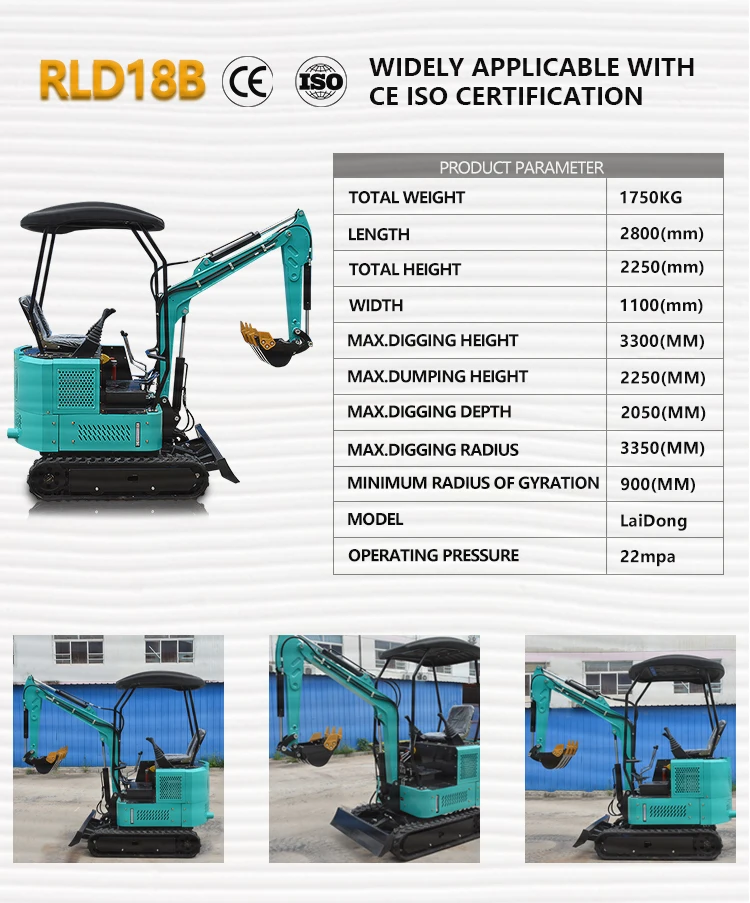 Mini Excavator EPA Euro 5 Kubota Engine Crawler Digger Farm Excavators ...