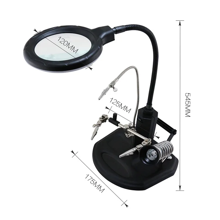 Welding Magnifying Glass with LED Light Auxiliary Clip Desktop Magnifier