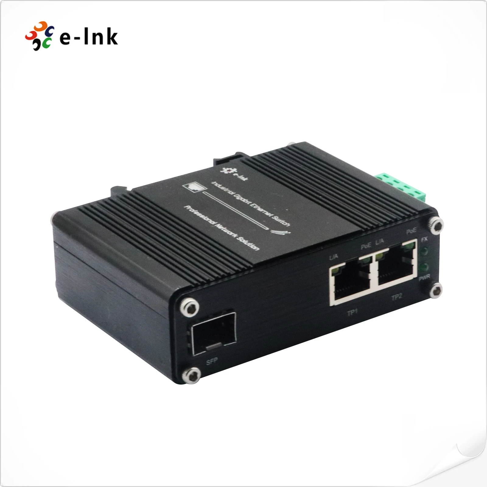 Mini Industrial 1-Port 100/1000X SFP to 2-Port 10/100/1000T 60W PoE++ Media Converter