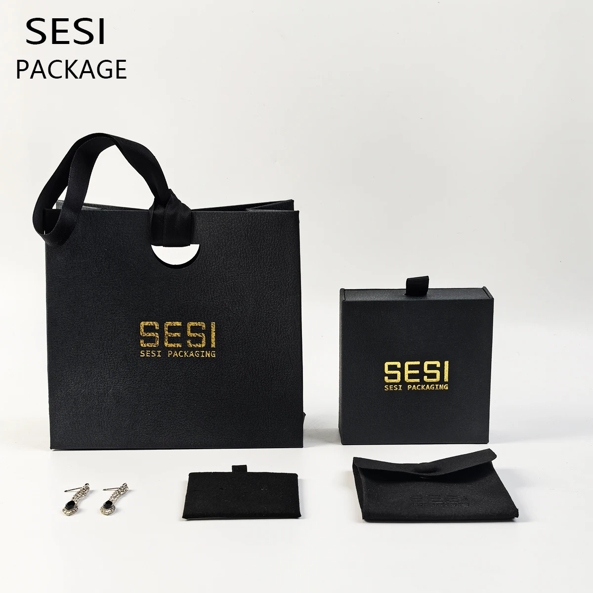 Custom Luxurious Jewellery Packaging Pouch Printed Cardboard Drawer Box Fashion White Jewelry Packaging Box With Pouch
