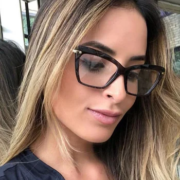 Oversized Cat Eye Women Metal Optical Frames Eyeglasses