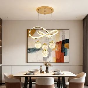 JACKSUN Modern Minimalist LED Restaurant Pendant Light Living Room Bedroom Multi-Head Long Cord Pendant Light