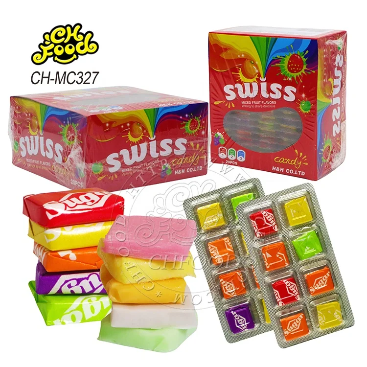 Hot Selling Wholesale Custom Factory Halal Fruit Flavor Swiss Juice Milk Chewy Candy Sweets