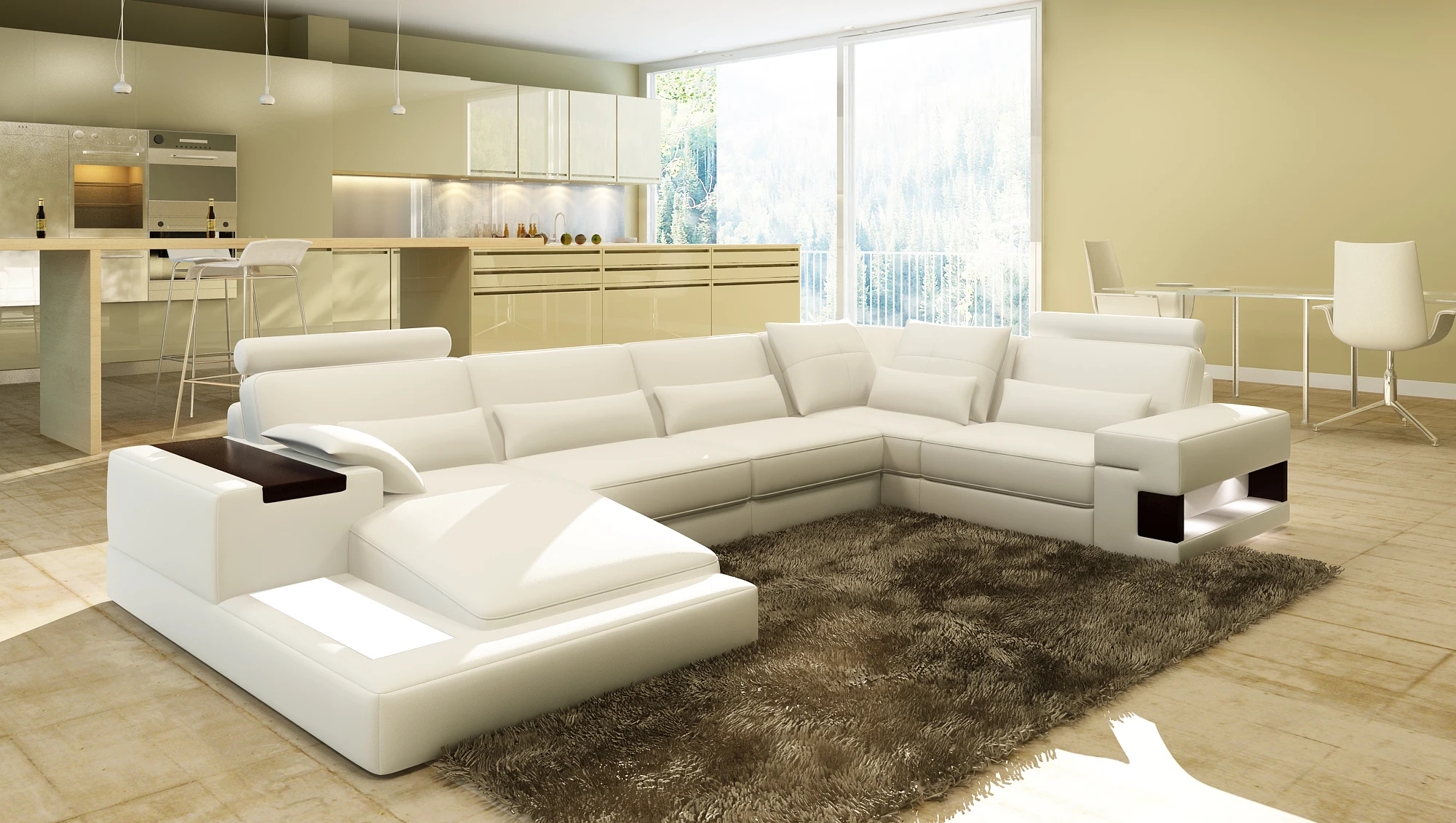 Modern Couch Home Lounge Suite Other Genuine Leather Pu Leather Luxury