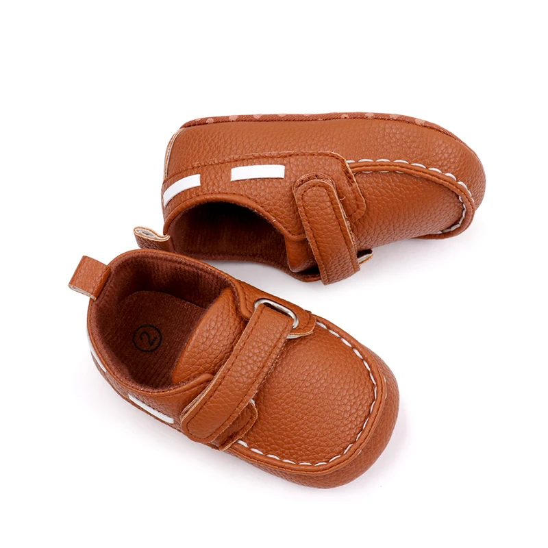 Spring and Autumn Solid Color Leather with Soft Bottom  Baby Toddler Shoes for Boys and Girls factory