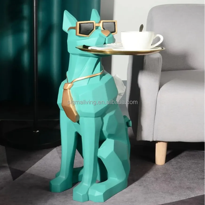 Modern green tissue storage side table tray end table