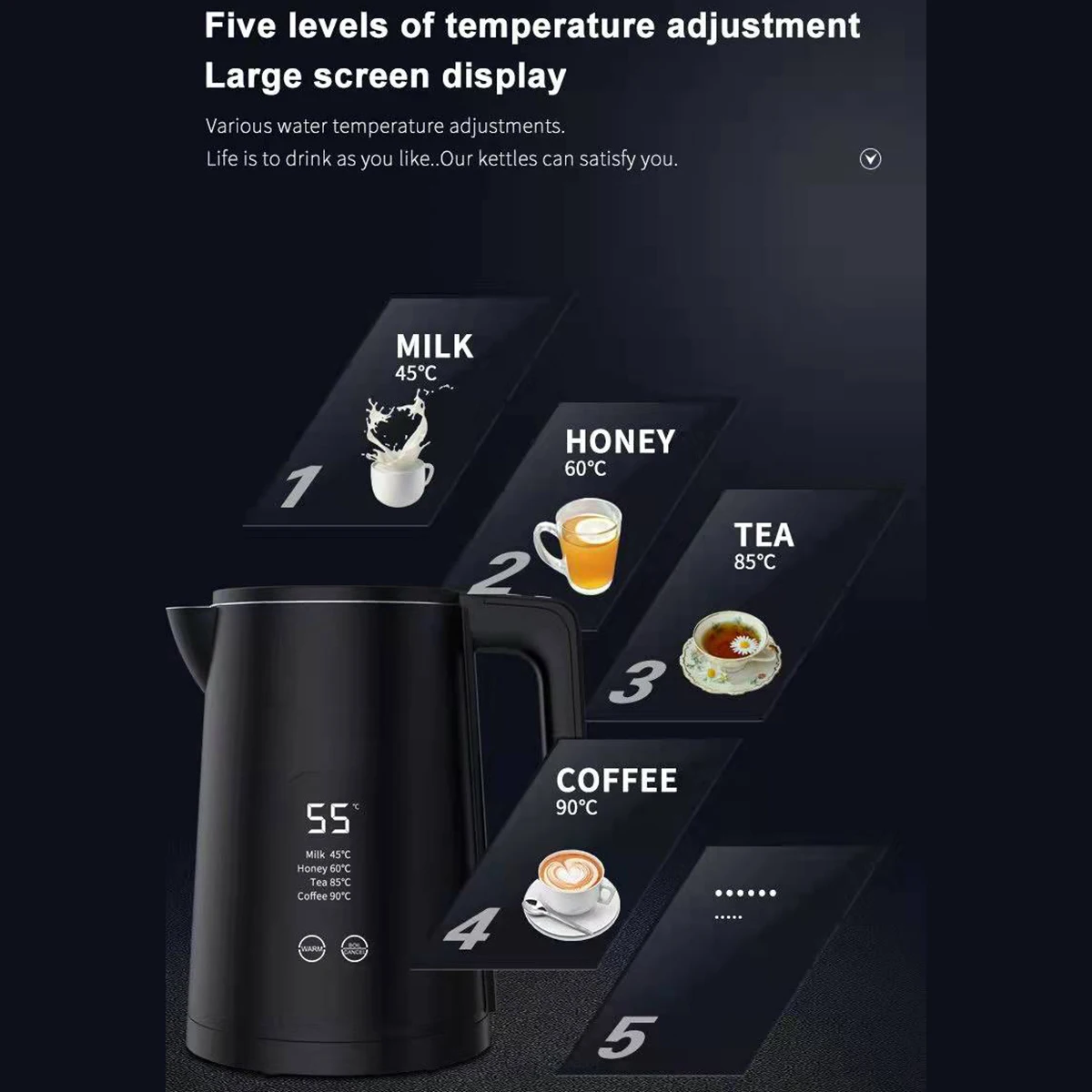 Smart Home Appliances Digital Temperature Control Stainless Steel Jug Kettle Baby Samovar Coffee