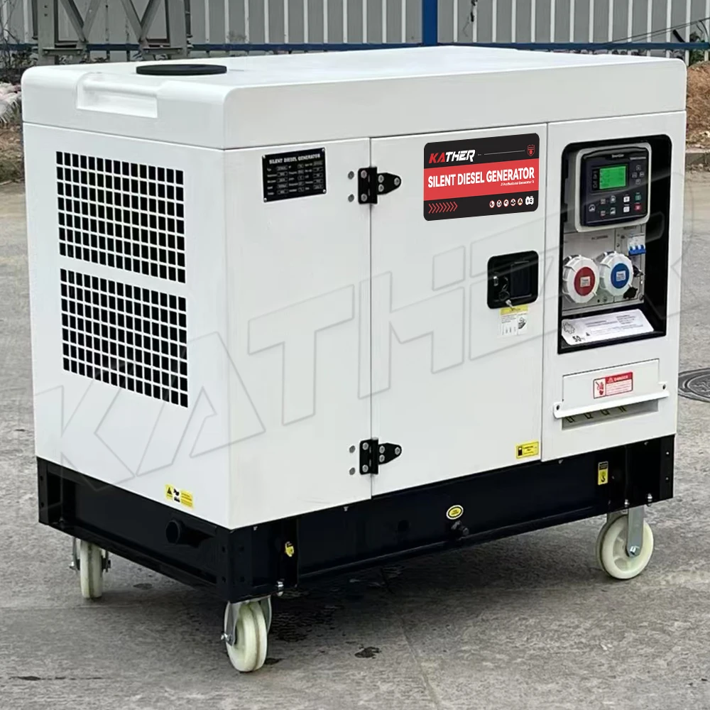 کیتھر 10KVA 15KVA 20KVA سوپر سائلنٹ ڈیزل جنریٹر لو نوائز جن سیٹ 1 فیز/3 فیز پورٹیبل ڈیزل جنریٹرز 20KW 15KW 12KW
