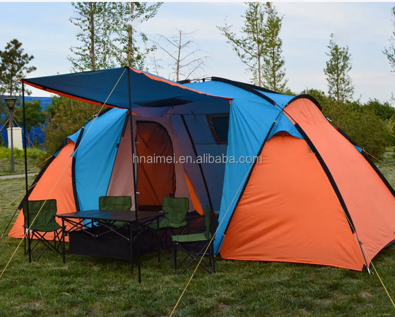 Custom Logo Large Double Layer Tents Waterproof 4 Person Outdoor Family