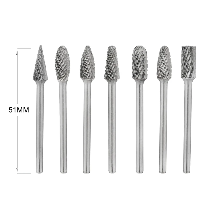 Double Cut Tungsten Carbide Rotary Burr Set Metal Carving Drilling Polishing Bits with 3mm Shank for Die Grinder