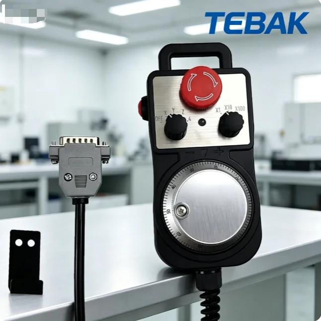 TEBAK 5V 100PPR CNC Pendant Handwheel MPG Manual Pulse Generator With Emergency Stop Switch for CNC Milling Router Lathe Machine