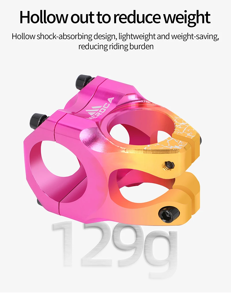 Meroca ME35 Gradient Color 5-Axis for CNC Bicycle Stem 35mm Short Stem with Hollow Design Waterproof & Rustproof Stem Kits