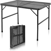 Folding Grill Table Camping Table with Mesh Desktop