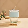 transparent color + blue cover + straw + lid + color box.