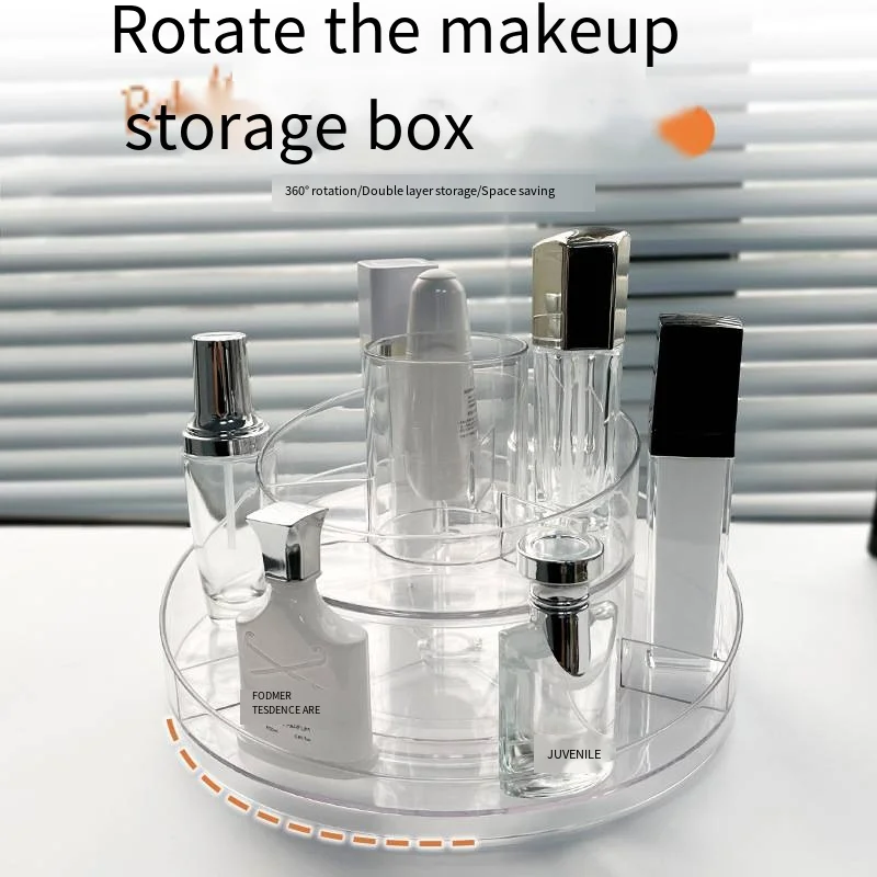 Wholesale transparent storage box Plastic rotating base desktop storage Makeup box Cosmetics storage box large capacity