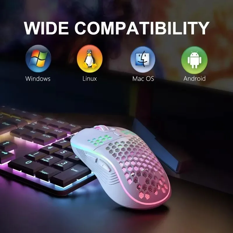 2025 New 6d 7200dpi Optical Sensor Rgb Backlight Game Mouse Lightweight Ergonomic Mice Wireless Gaming Mouse for Computer Laptop