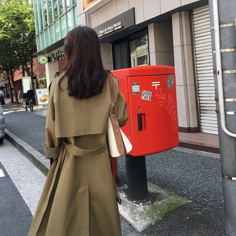 Good Quality Ladies Windproof Jacket With Belt Oversized Windbreaker Spring Coats Long Trench Coat Plus Size Coats
