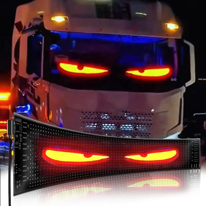 Auto Custom Screen Sticker Flexible Led Screen Motorcycle Headlight Demon Car Devil Eyes Light Led matrix Pixel Panel for Truck