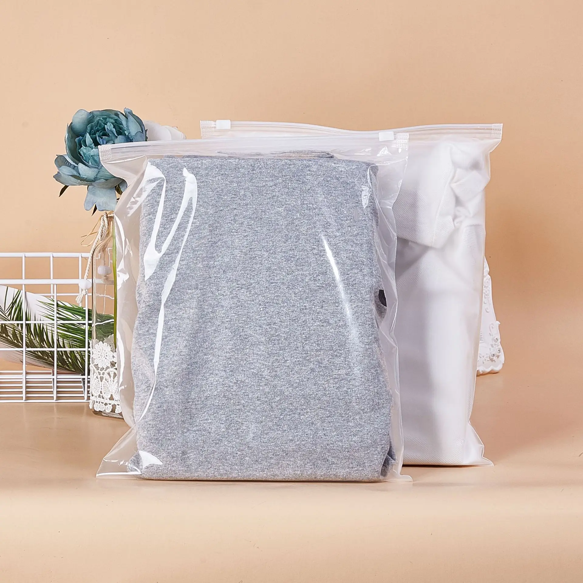 Custom Matte Frosted Biodegradable Plastic Packaging Bikini Zipper Bag swig bags hair packaging ldpe ziplock bags details