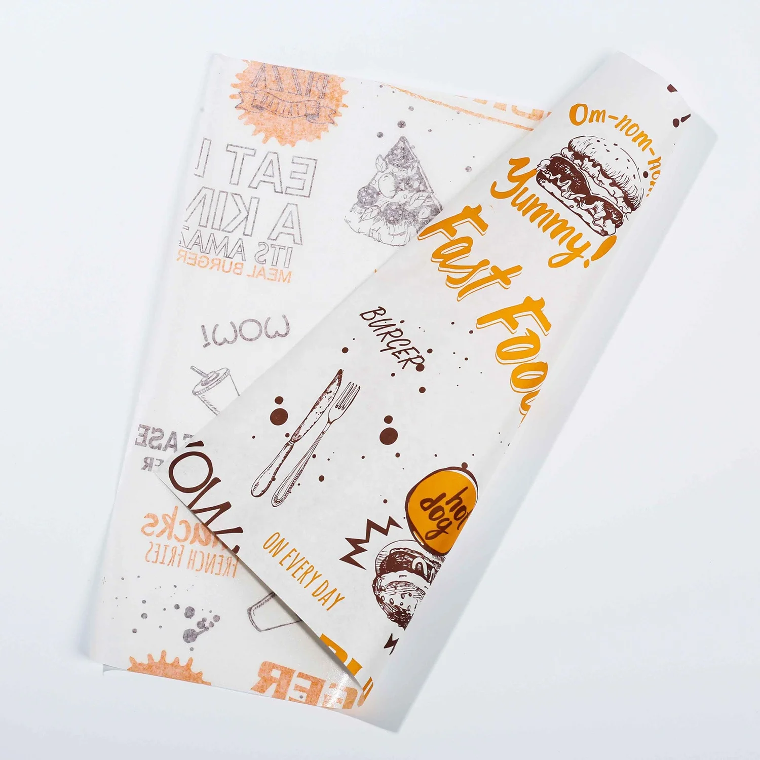 Waxed Greaseproof Custom Logo Paper Sandwich Food Wrap Wrapping Restaurant Printed Burger Paper