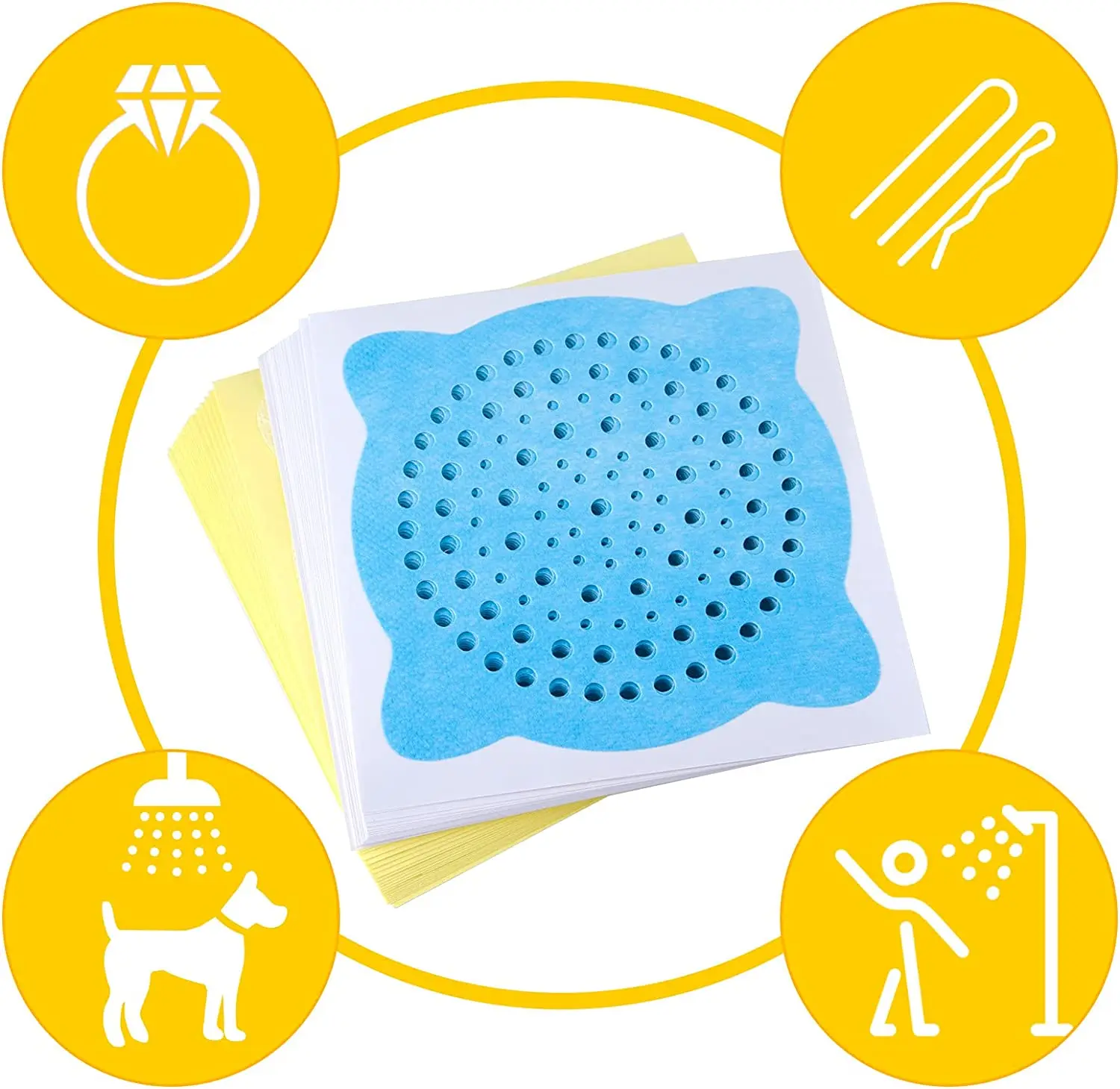 30pcs Pack Membrane Fabric Shower Drain Hair Catcher Mesh Stickers