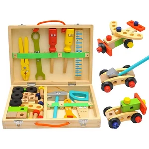 Toddlers Playing Tool Kit with Wooden Box Early Learning Educational Toys Montessori Wooden Toolbox Toys for Children