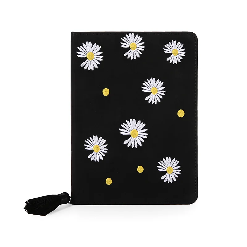 Chinese Style Embroidery Daisy Flower Notepad Creative Tassel Bookmark Student Diary Notebook
