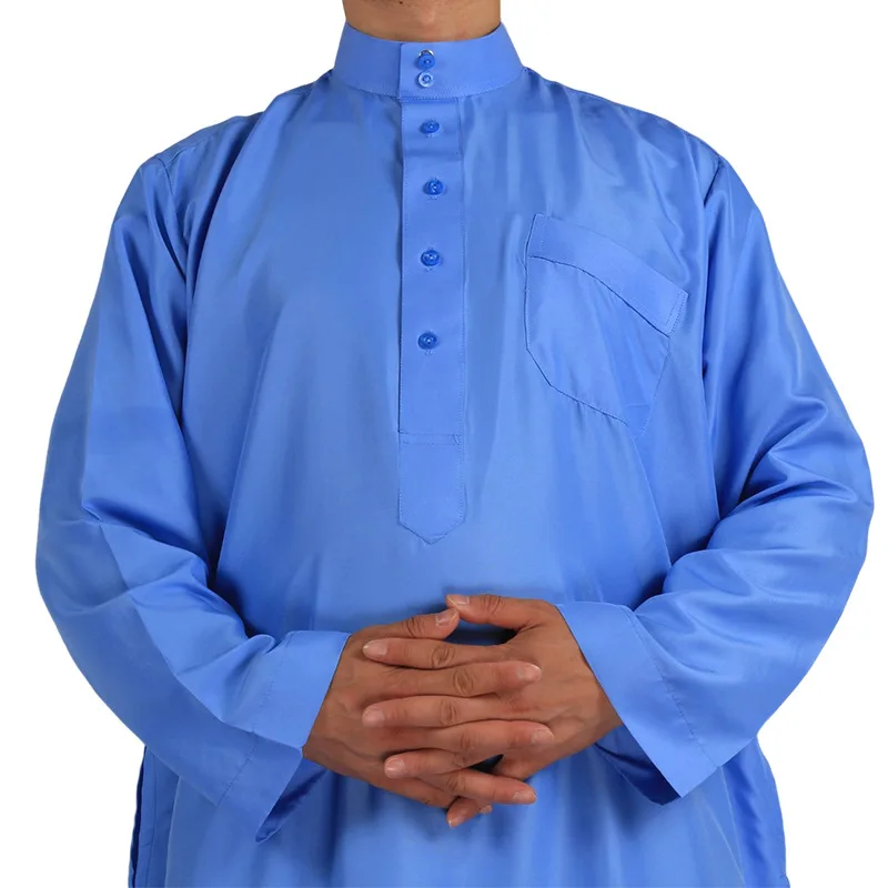 Arab Men Daffah Thobes Islamic Clothing Solid Color Kaftan Jubbah Men's ...