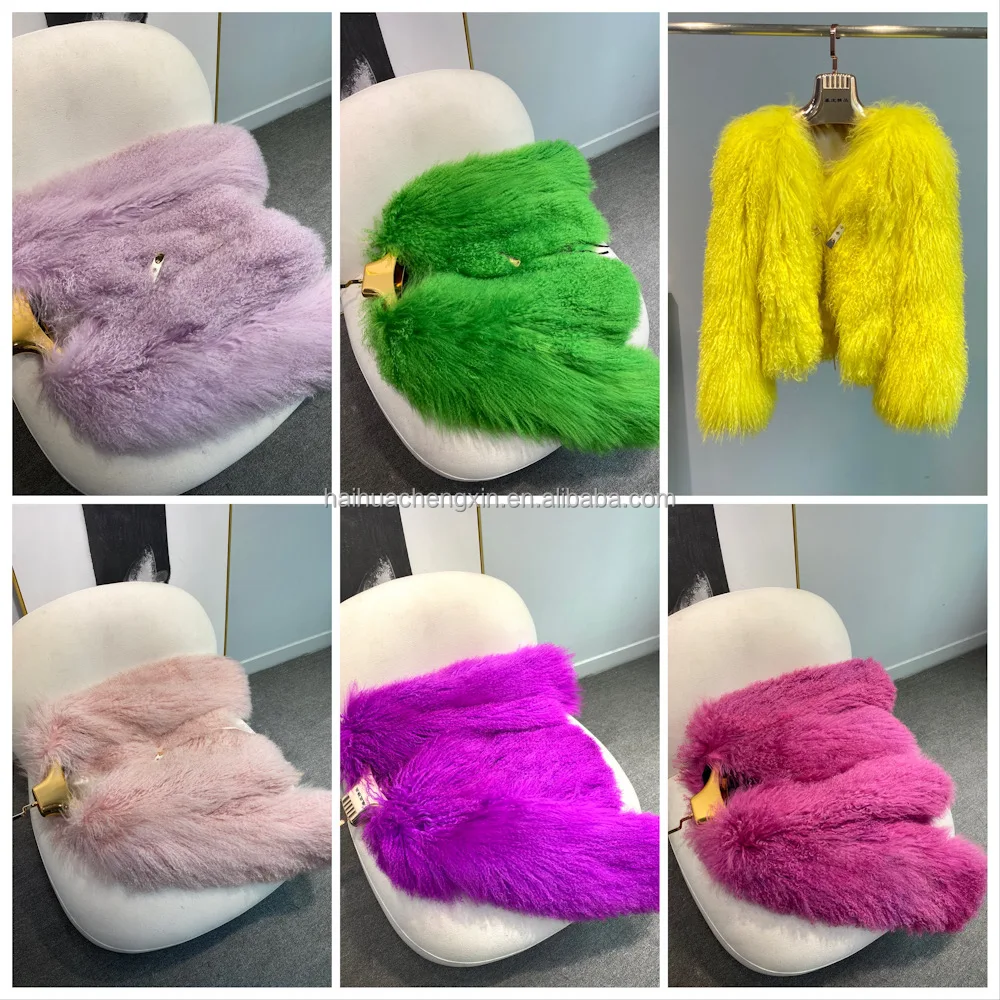 Tibetan Mongolian Lamb Fur Jacket with Collar