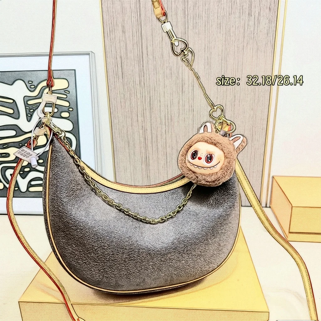 New European-American Vintage Women’s Underarm Shoulder Crossbody Tote Bag Two Straps Zipper Polyester Lining Printed Portable