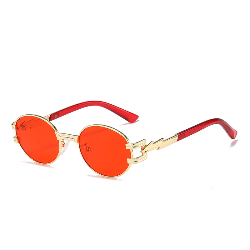 Occhiali Da Sole Steampunk Gotico - Montatura Tonda Argento Metallo, Lenti Blu Ghiaccio Specchiate 100% UV Scene Emo