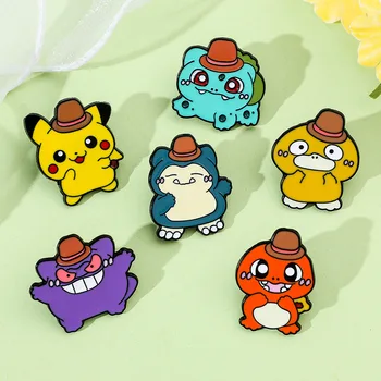 Hot Sale Anime Pokemon Image Cute Image Brooch, Pikachu Charmander Gengar Student Accessories Pins